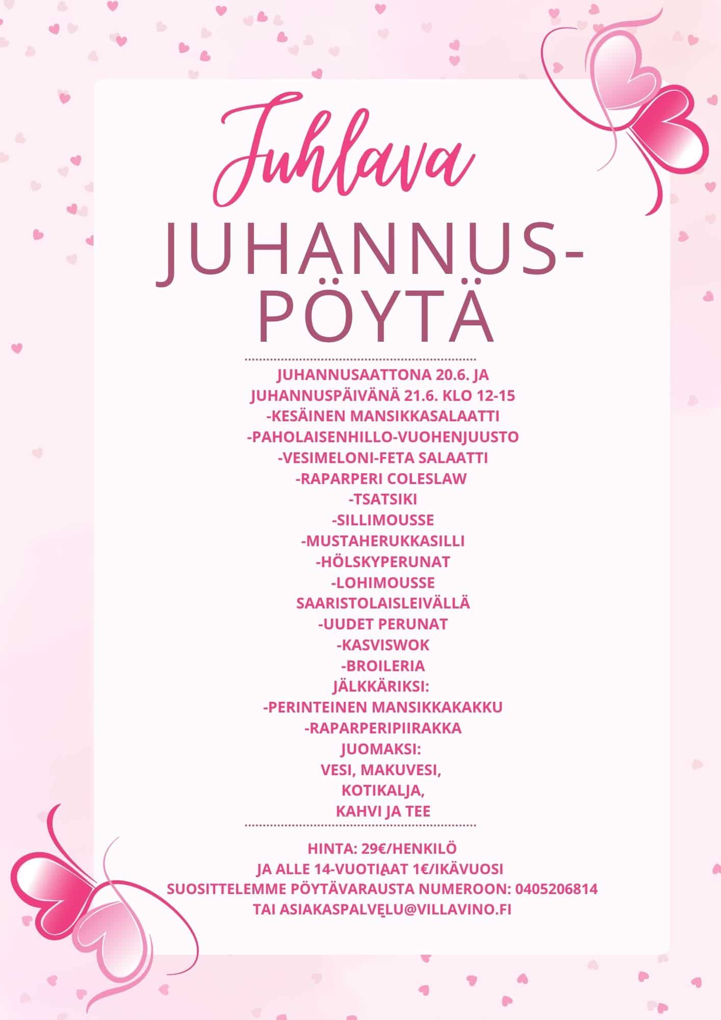 juhlava-juhannuspöytä juhannuspöytä juliste on vaaleanpunainen ja hempeä