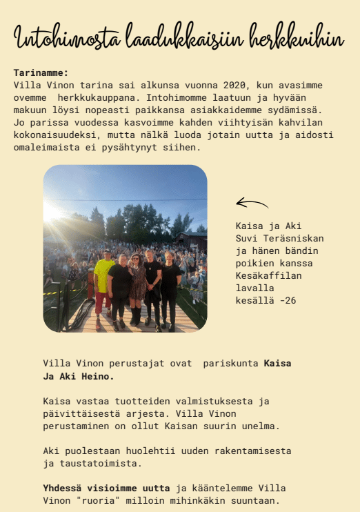 intohimosta laadukkaisiin herkkuihin