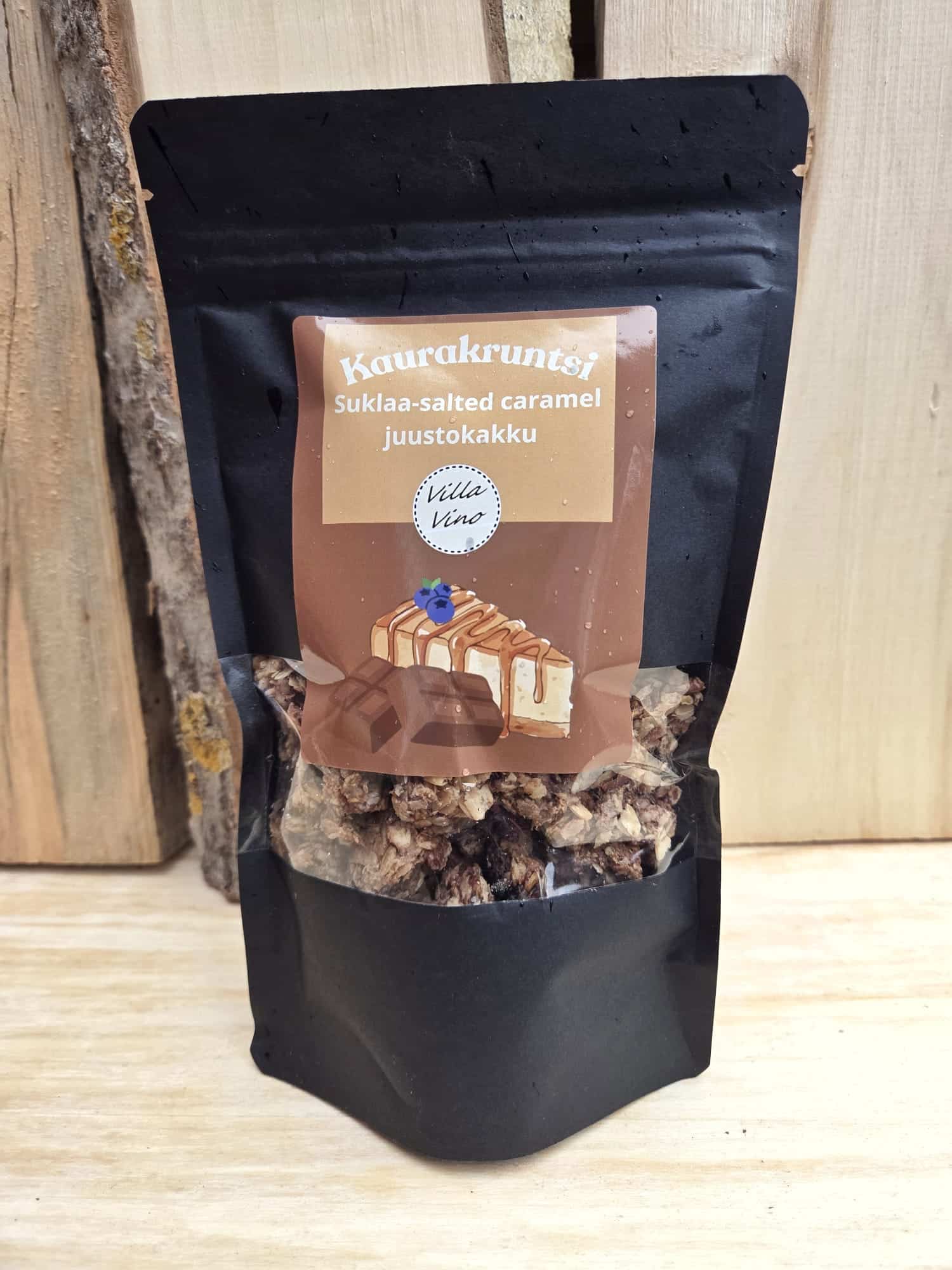 Villa Vinon suklaa - salted caramel juustokakku kaurakruntsi